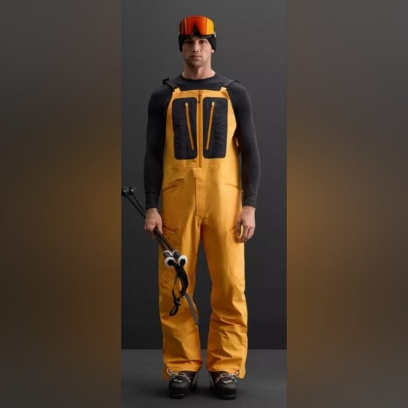 Zara Waterproof Men's Yellow Ski Bib - Picture 1 of 9